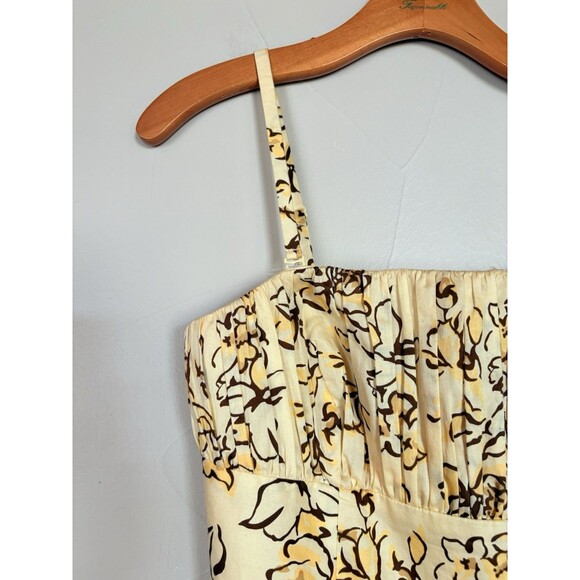 LOFT Yellow Strapless Fit & Flare MIDI Floral Dress, Removable Straps SZ 4 Small - Picture 3 of 16